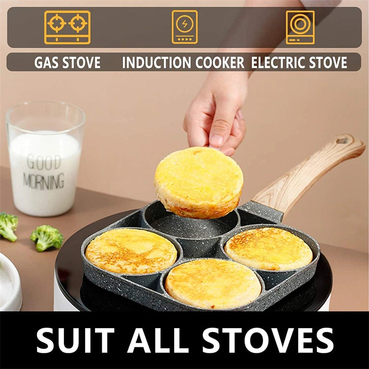 LMETJMA Nonstick Egg & Pancake Frying Pan - 4-Cup Cookware for Gas & Induction Stoves (Model JT87)