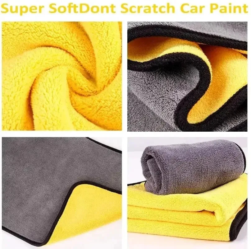 5PCS 30x60cm Microfiber Car Cleaning Towels - Thick Double-Layer Soft Drying Cloths for Car Care and Detailing