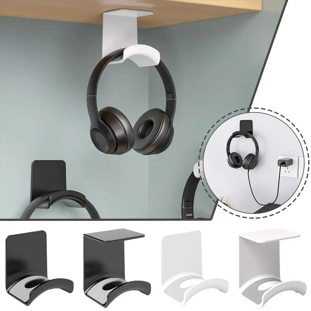 BUDI Universal Headphone Stand – Adhesive Wall Mount & Under-Desk Headset Holder for Gaming Earphones and Headsets