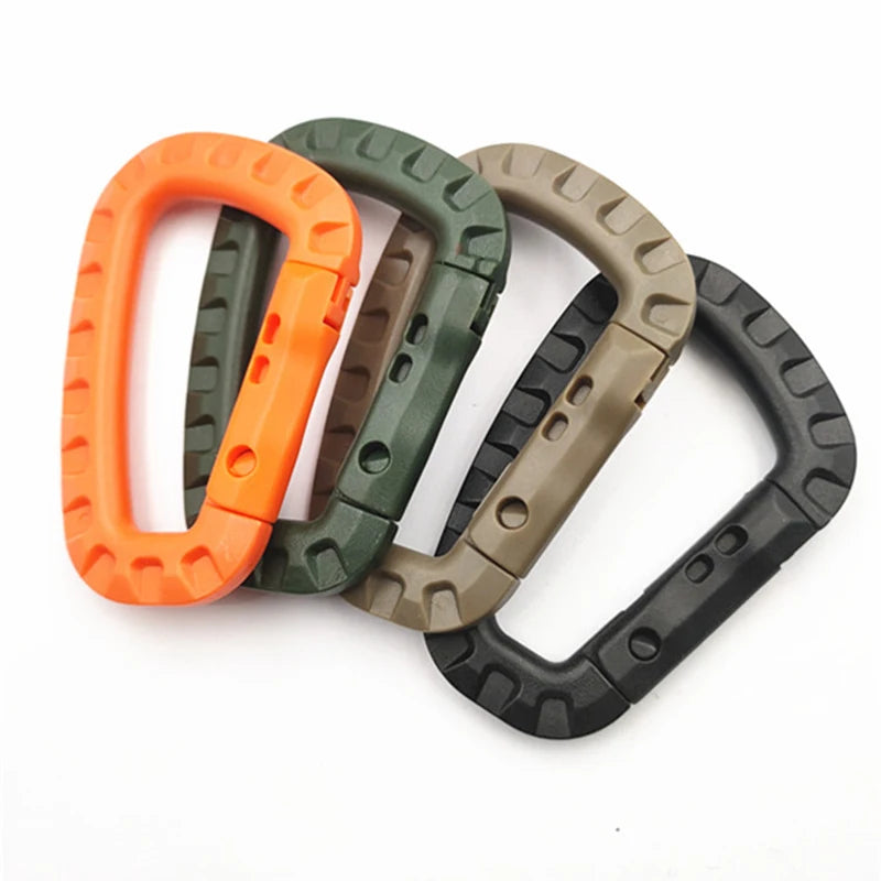 4Pcs Tactical Carabiner Set - Plastic Steel Grimlock Quick Hook Keychain for Webbing, Backpack, and Outdoor Use