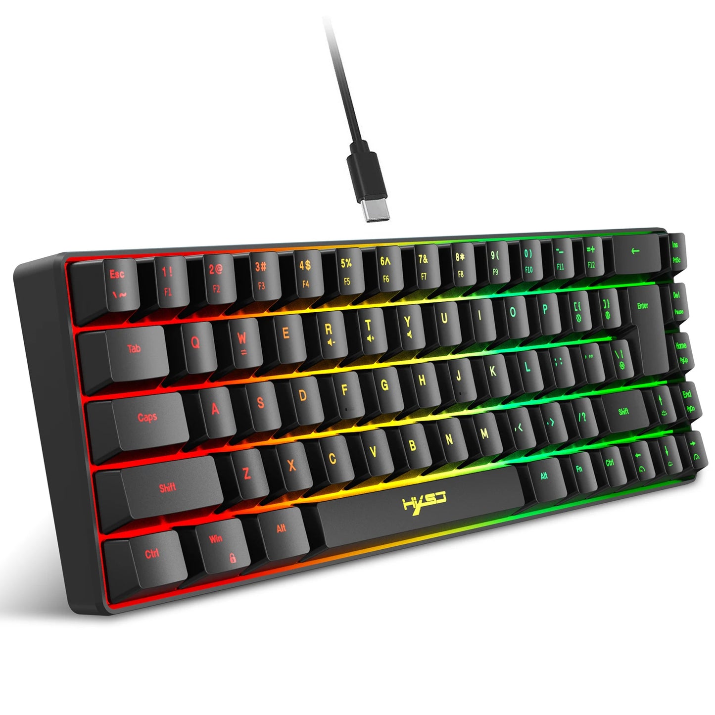 HXSJ V200 Wired Mini Gaming Keyboard | K68 RGB 19-Key Anti-Ghosting Membrane Keyboard with Mechanical Feel for Gaming & Office