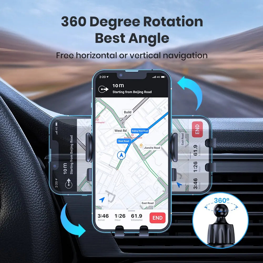 TOPK 2023 Auto-Locking Car Phone Holder Mount | Universal Air Vent Phone Holder with Hook Clip for iPhone, Samsung & Smartphones