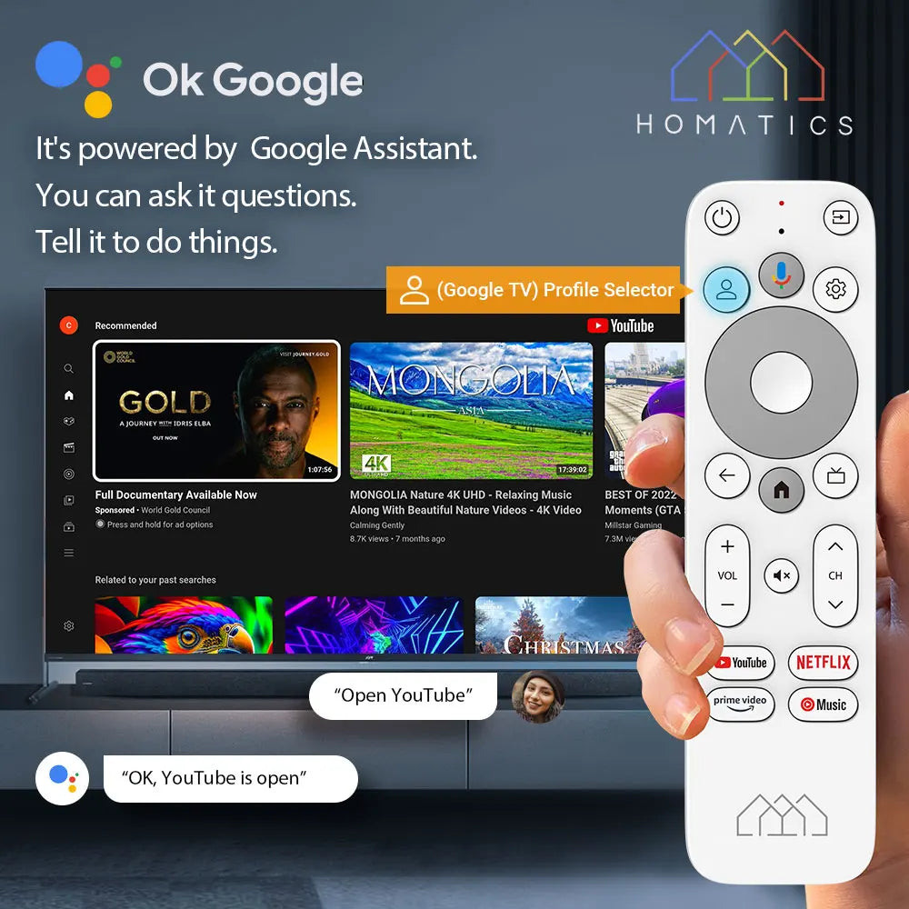 HOMATICS 4K TV Stick - Netflix & Google Certified, 32GB Storage, Dolby Atmos, AV1 Support, Dual-Band WiFi