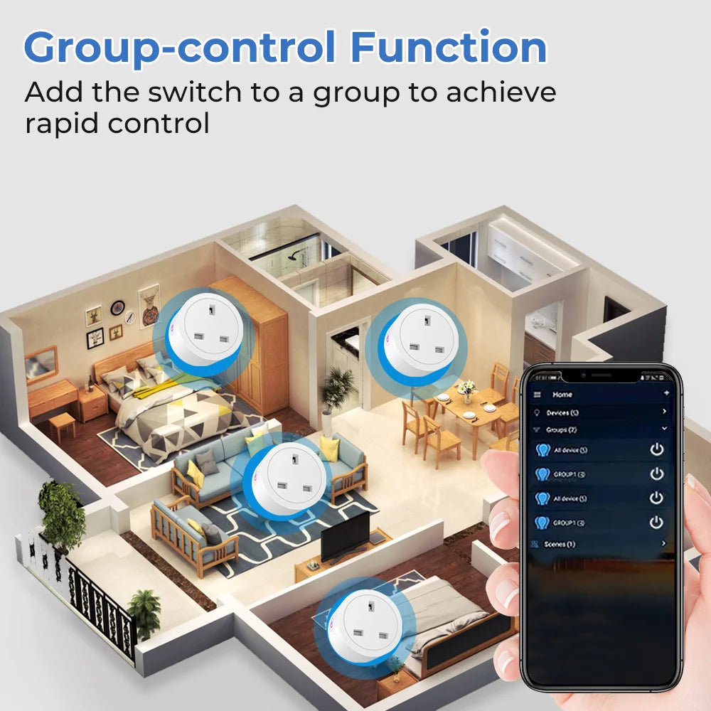 Tuya Zigbee Smart Socket 16A UK Plug with Power Monitor Smart Outlet Works with Zigbee Hub gateway Supports Google Home Alexa