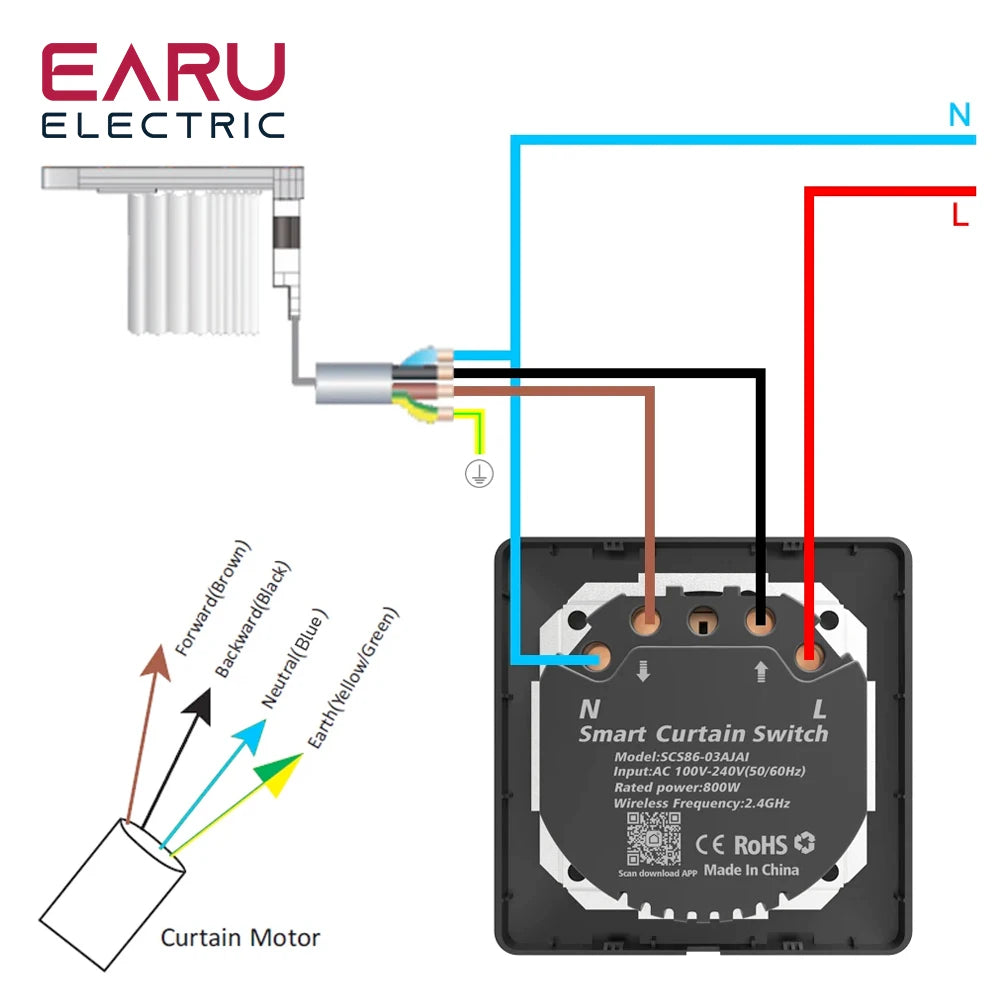 WiFi Timer Curtain Switch Controller for Roller Shutter Electric Motor TUYA Smart Life Smart Home Automation Google Home Alexa