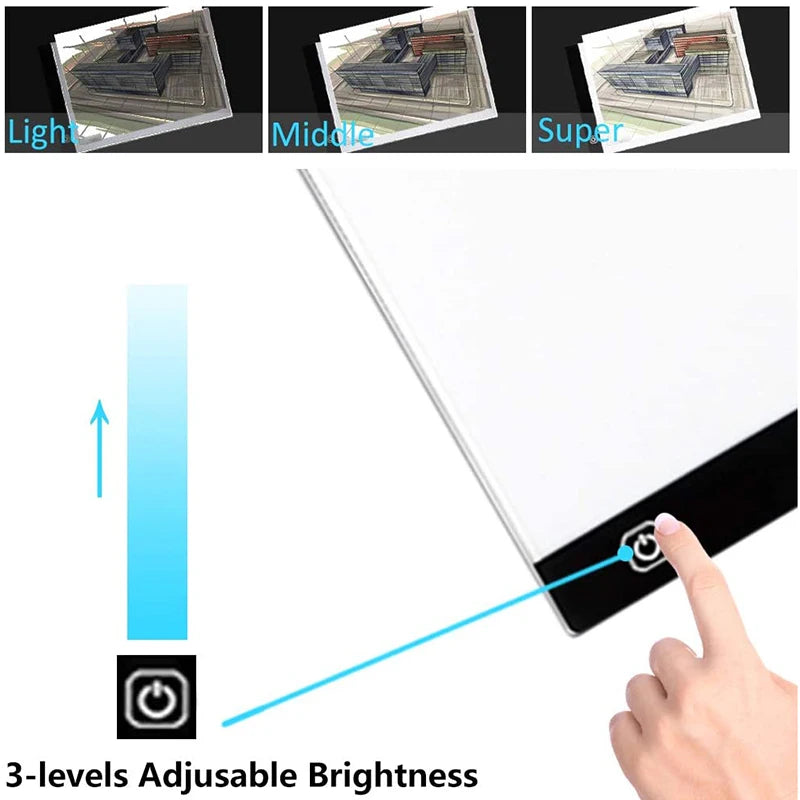 EDUP Dimmable LED Light Pad A3/A4/A5, 3-Level Brightness Tracing Light Box with Eye Protection for Drawing & Diamond Painting