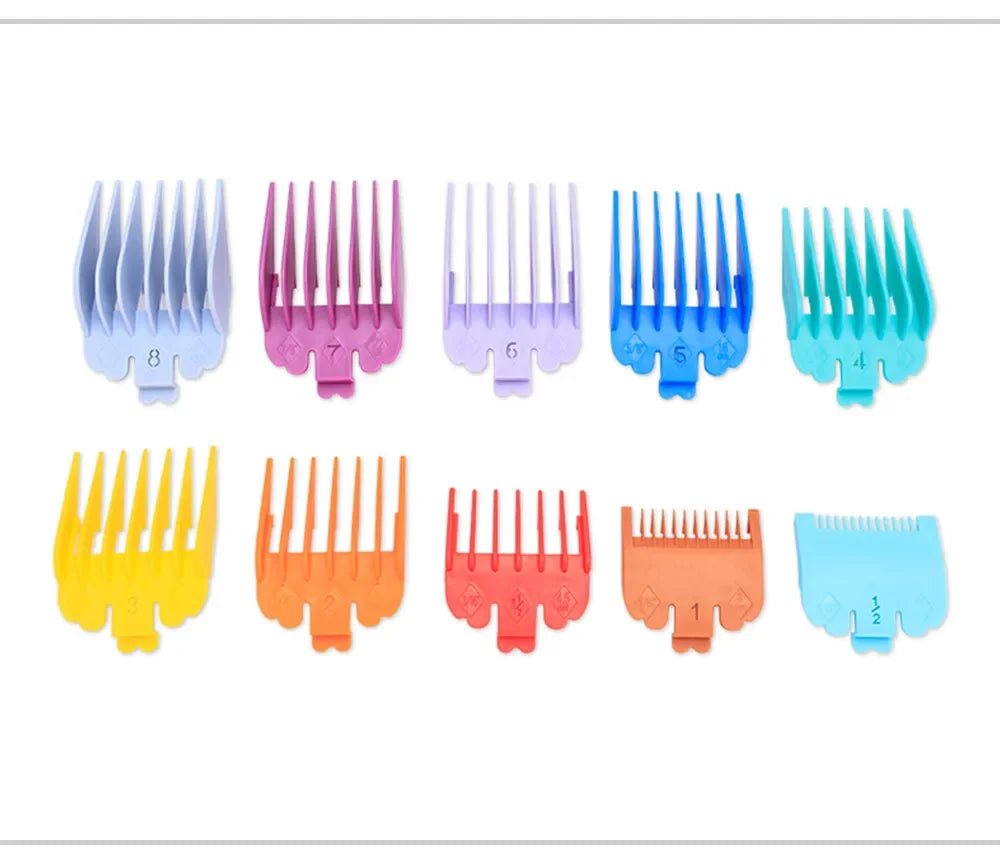 Barber Top 10Pcs/Bag Universal Hair Clipper Limit Comb Guides – Adjustable Trimmer Guards Attachment Set (3-25mm) - Colorful Styling Accessory