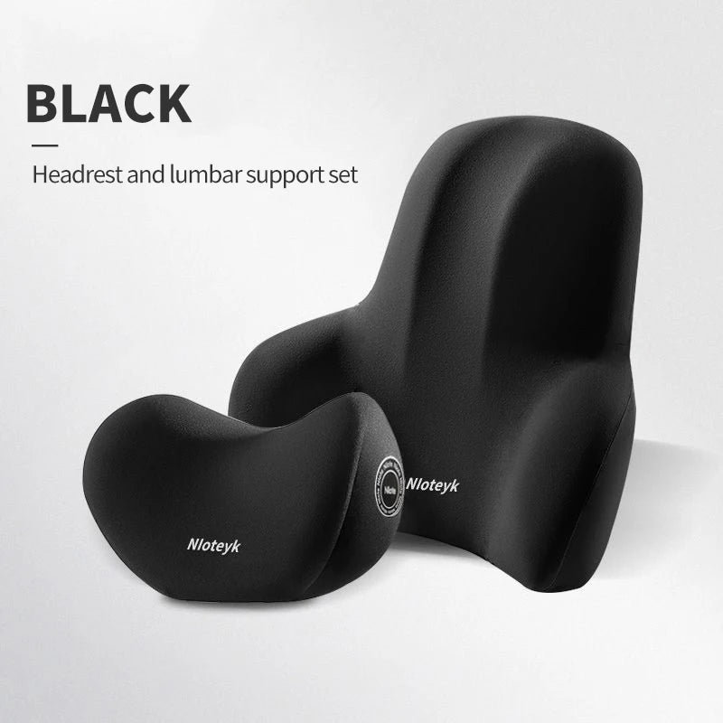 Memory Foam Car Neck Pillow and Lumbar Cushion - Ergonomic Headrest and Backrest Support for Comfortable Driving