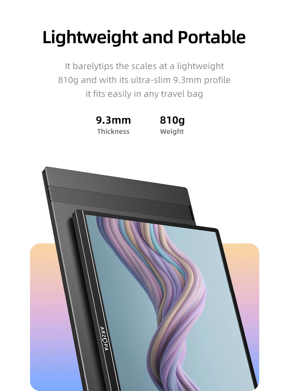 ARZOPA 16inch 2K Portable Monitor 16:10 IPS Screen with type-c mini hdmi Second Display for MAC/Laptop/PC/Xbox/PS4/5/Switch,Z1RC