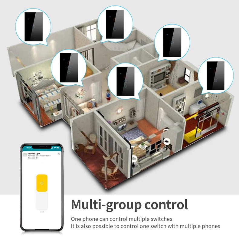 For Apple Homekit Touch Switch WIFI Smart Home Automation Wall Light Switch Interruptor Inteligenter 1/2/3Gang Siri VoiceControl