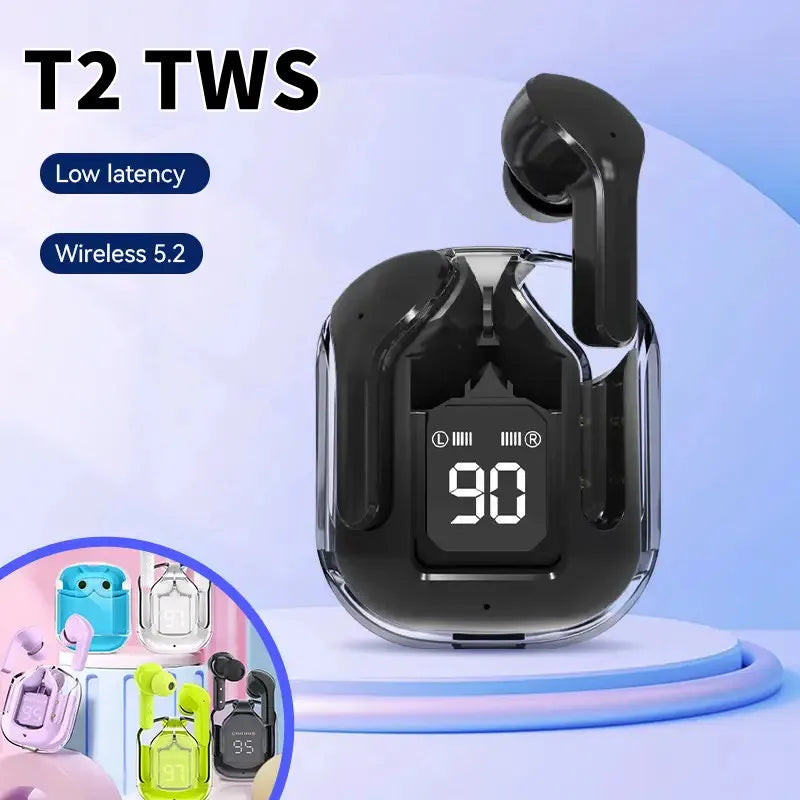 T2 Wireless Bluetooth Earphones – LED Power Display, Hi-Fi Stereo Sound, Noise Cancellation