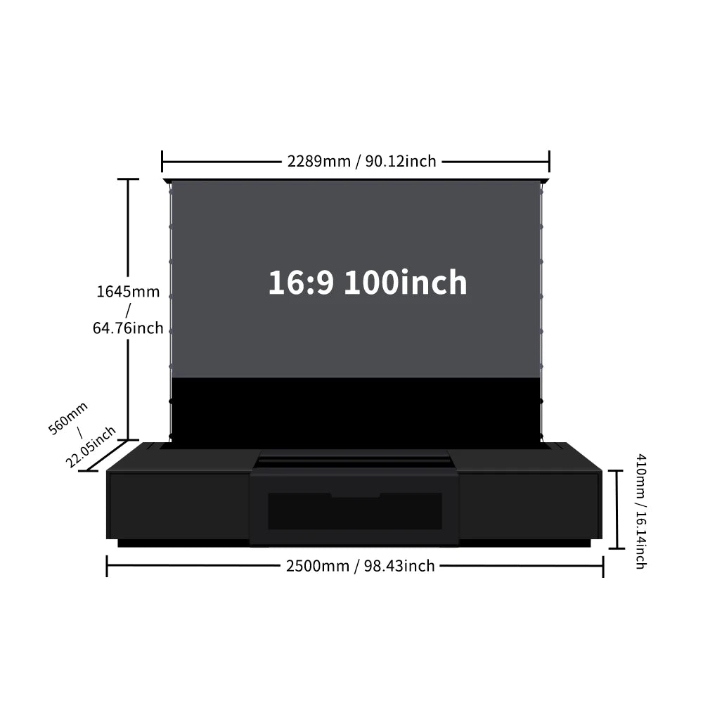 2025 MAX 120 inch Intelligent Laser TV Projector Screen TV Cabinet+Motorized Floor Rising UST Projection Screen For Home Theater