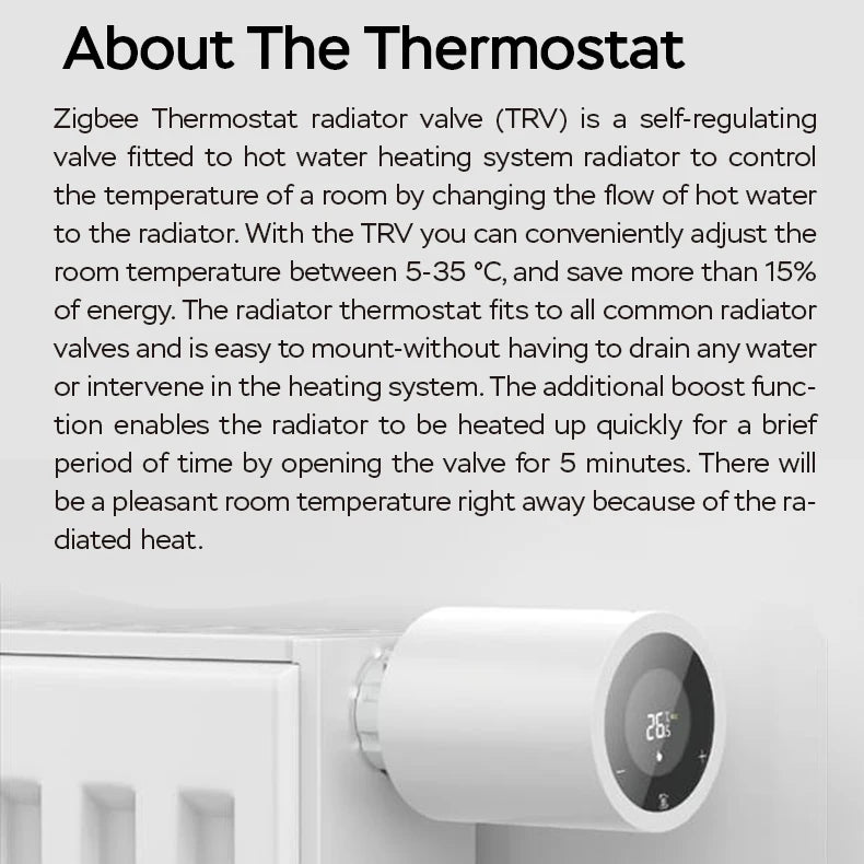 Tuya Smart ZigBee Radiator Actuator TRV Programmable Thermostatic Radiator Valve App Remote Temperature Controller Support Alexa