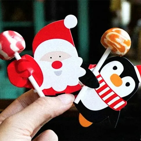 Christmas Lollipop Gift Cards for Christmas 2024 | Cartoon Santa, Snowman & Penguin