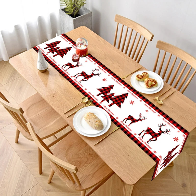 Christmas Table Runner - Merry Christmas Home Decoration Tablecloth Cover for Xmas, New Year Party, and Gifts 2024