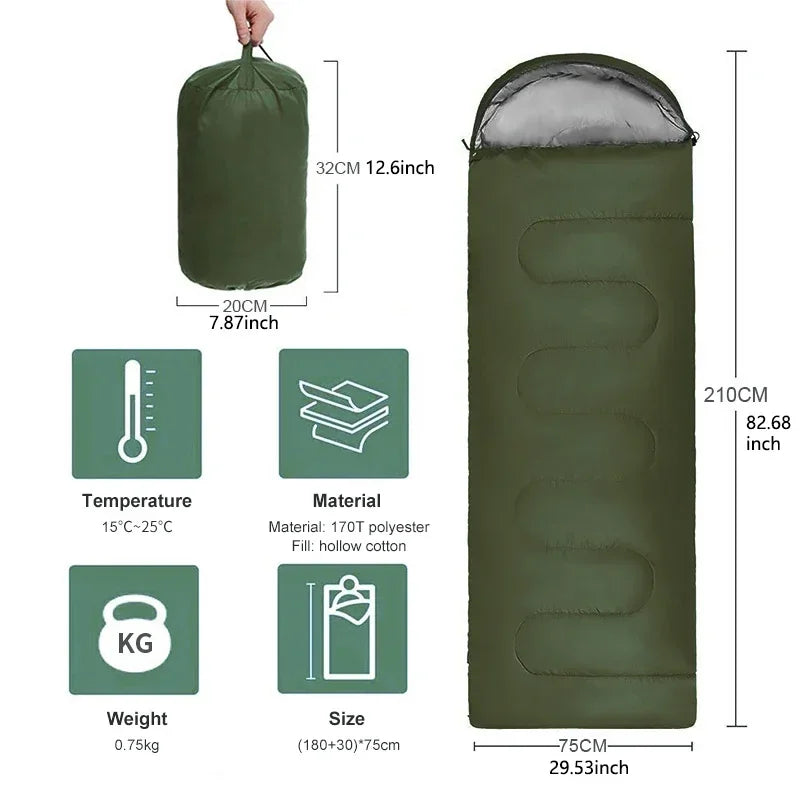 Ultralight Waterproof 4-Season Camping Sleeping Bag - Warm Envelope Design for Backpacking, Hiking, and Outdoor Travel