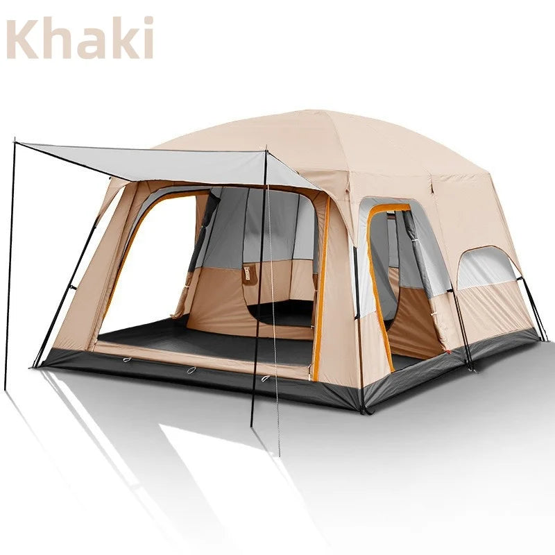 XIAOTREE Outdoor Family Camping Tent - Oversized Double-Layer 2-Room Tent for 3-12 People, Thickened Rainproof Design for Outdoor Adventures