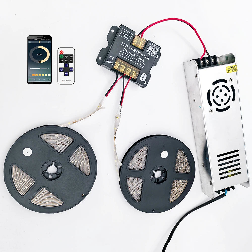 DC12-24V 30A 360W Mobile phone app Bluetooth connection LED Strip Controller dimmer With RF Touch Remote Use For  LED Light