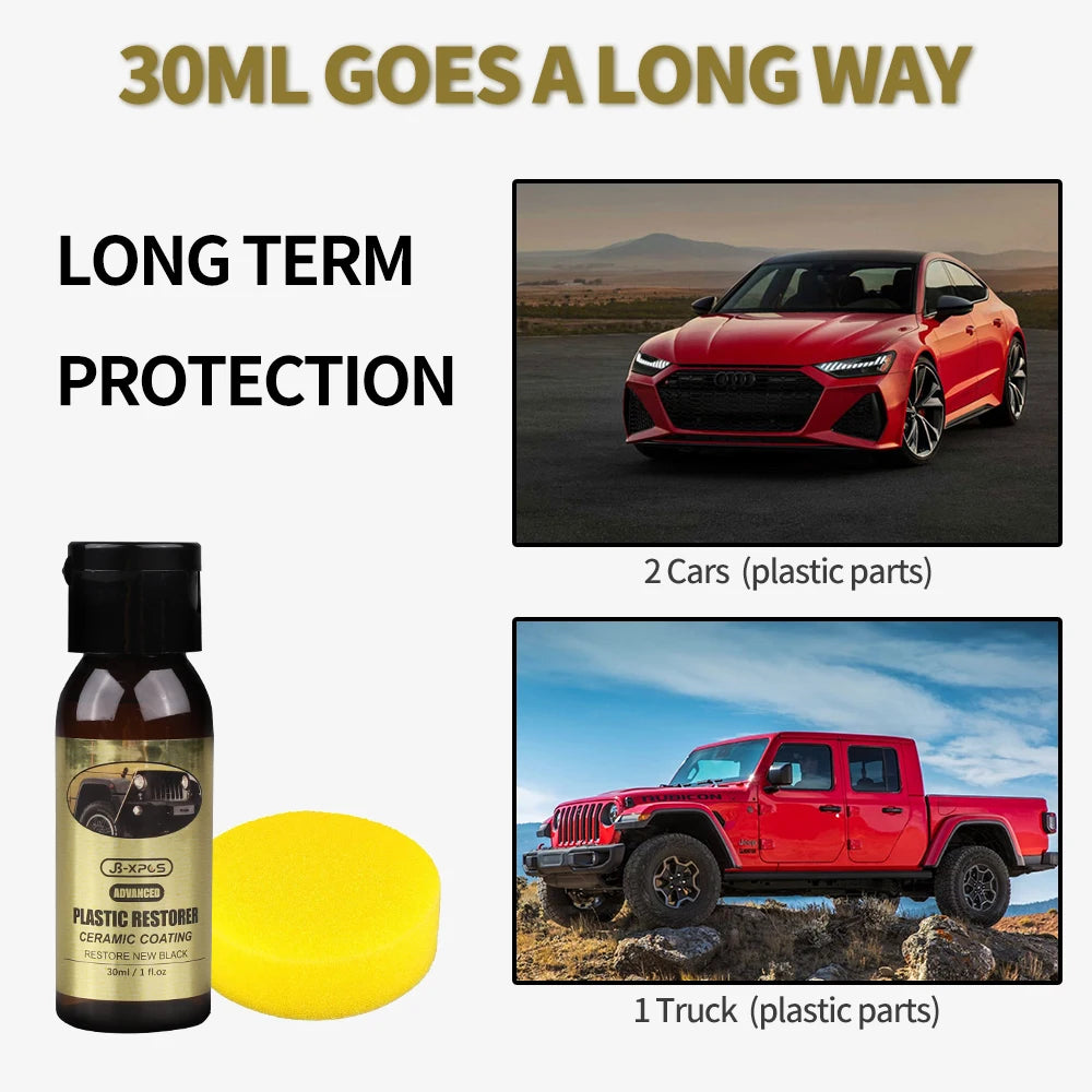 HGKJ Car Plastic Restorer with Ceramic Coating - 2-3 Years Protection for Plastic Trim & Rubber, Restores Black Shine, Prevents Whitening