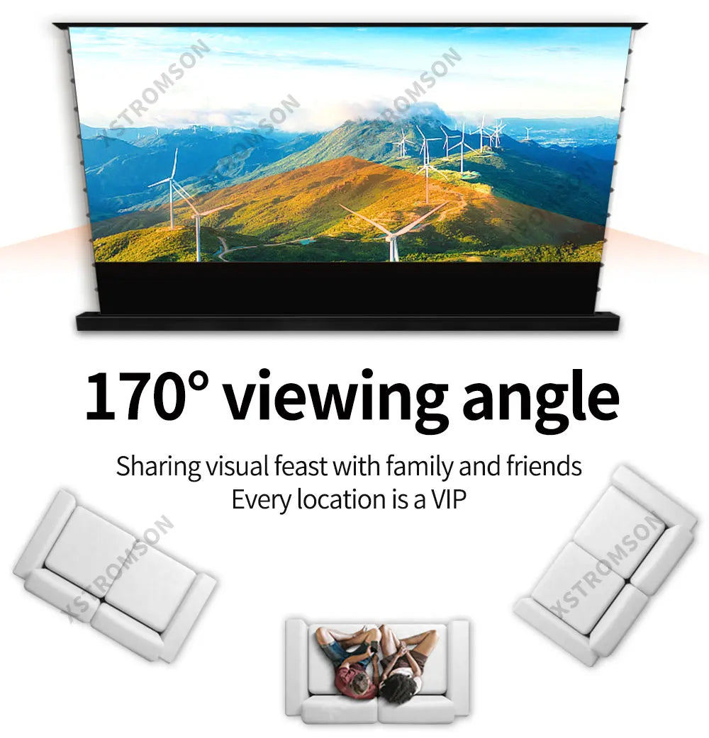 120 inch Laser TV ALR Projector Screen Motorized Floor Rising PET Crystal UST ALR Projection Screen For 4K Ultra Short Projector