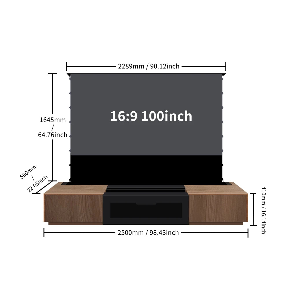 2025 MAX 120 inch Intelligent Laser TV Projector Screen TV Cabinet+Motorized Floor Rising UST Projection Screen For Home Theater