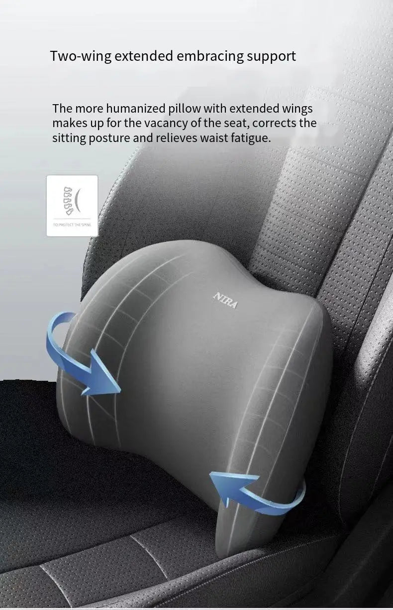 Memory Foam Car Neck Pillow and Lumbar Support Cushion - Ergonomic Headrest and Backrest for Comfortable Driving