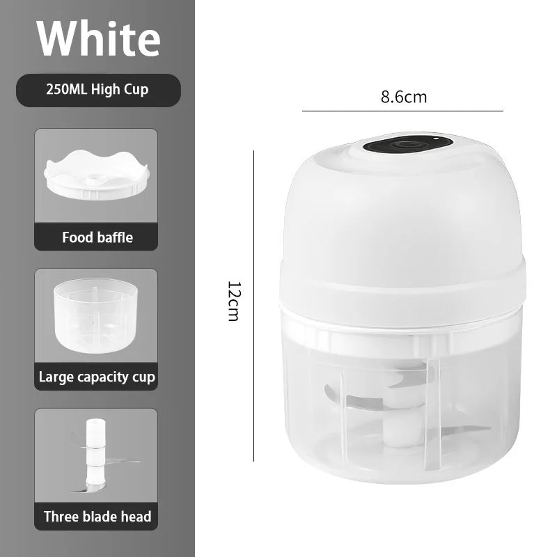 Electric Garlic Purer 100/250ML Mini Electric Garlic Chopper USB Charging Ginger Vegetable Cutter Food Chopper Kitchen Tools