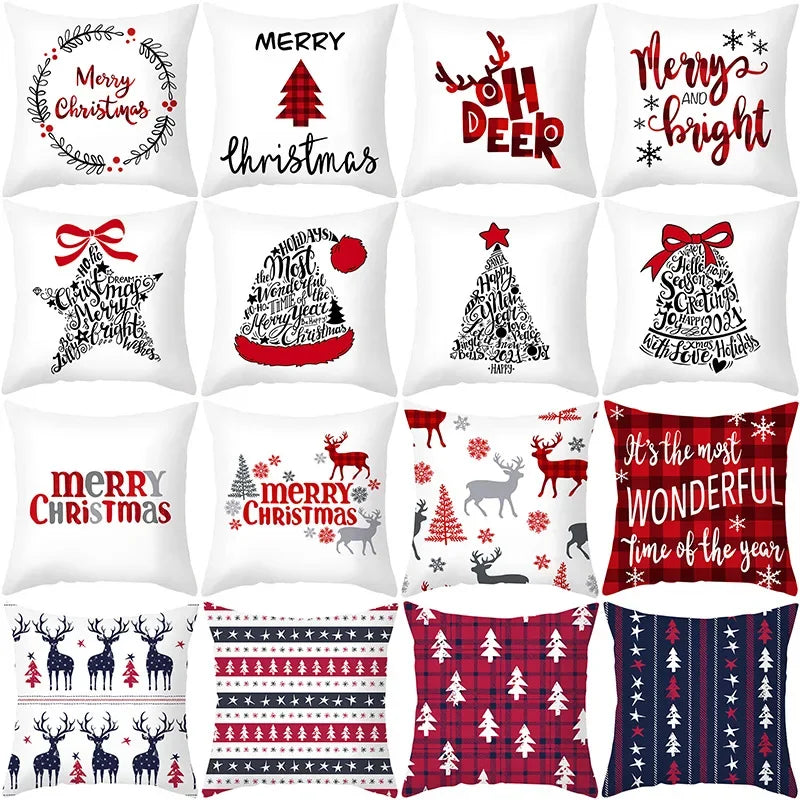 45cm Christmas Cushion Cover - Festive Pillowcase for Home Decor, Xmas, New Year, and 2024 Holiday Decorations