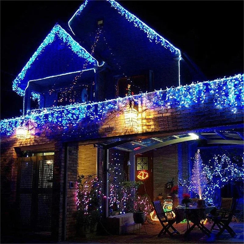 5M LED Waterfall Curtain String Lights - Outdoor Christmas Decoration for Christsmas 2024, Garden, Party, and Eaves (0.4-0.6m Droop)