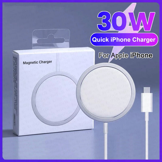 Original MagSafe Wireless Charger – Fast Charging for iPhone 15, 14, 13, 12, 11 Pro Max, X, XS, XR, 8 Plus with Type-C Charging Cable