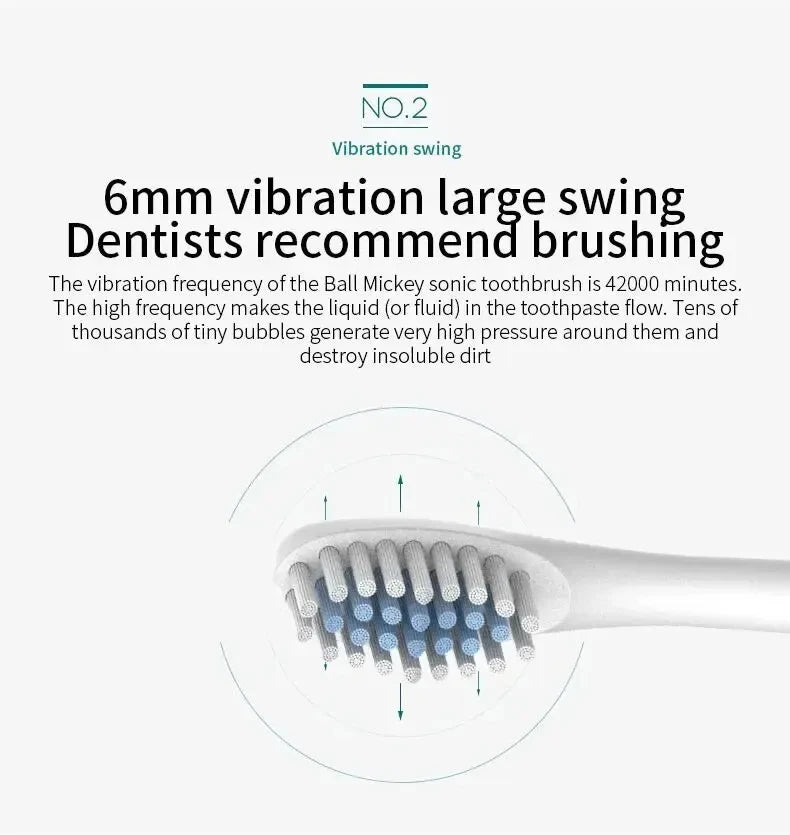 Electric Ultrasonic Toothbrush - Six-Speed Modes, USB Rechargeable, Waterproof, Soft Bristles, Automatic Tooth Cleaner (Couple Set)