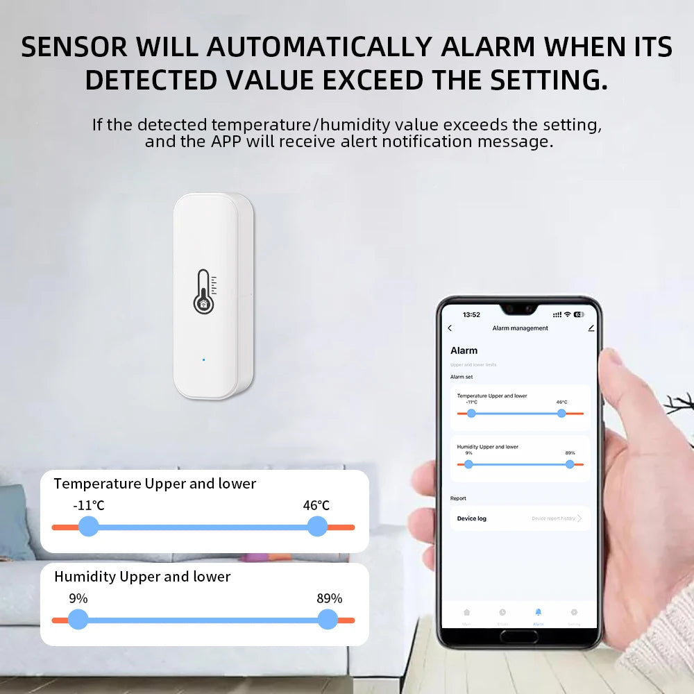 Tuya Zigbee/WiFi Temperature & Humidity Sensor – Smart Thermometer Compatible with Smart Life, Alexa, and Google Assistant