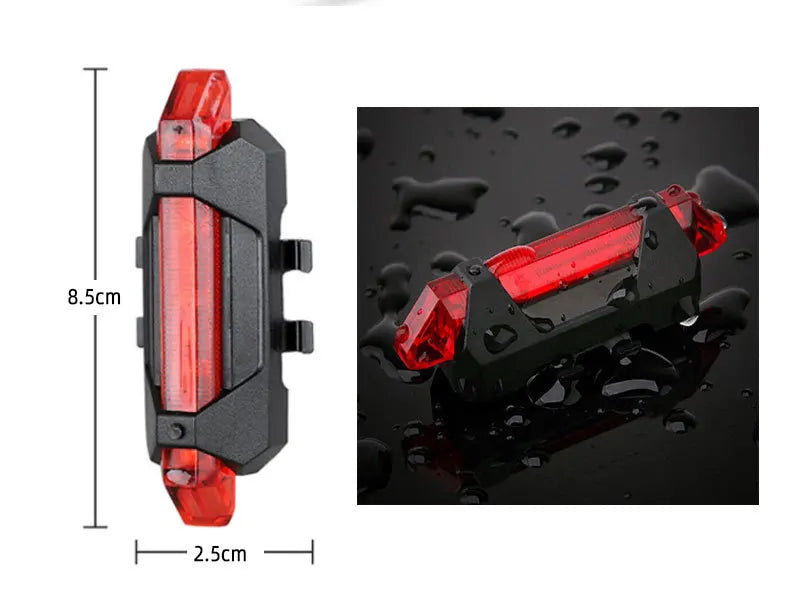 USB Rechargeable LED Bike Light Set - Front & Rear Headlight and Taillight for MTB & Road Cycling Safety