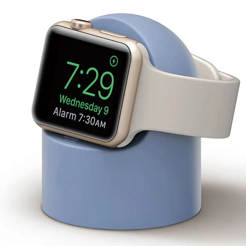 Durable Silicone Charging Stand for Apple Watch – Dock for all Apple Watch models (38–49mm); supports Nightstand Mode.