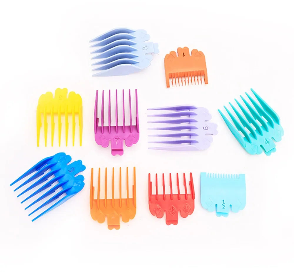 Barber Top 10Pcs/Bag Universal Hair Clipper Limit Comb Guides – Adjustable Trimmer Guards Attachment Set (3-25mm) - Colorful Styling Accessory