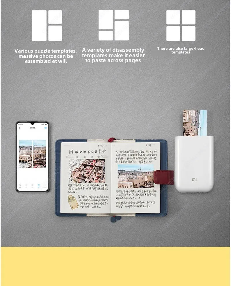 Xiaomi Mijia Pocket Photo Printer Home Portable Mobile Phone Bluetooth Connection Scan AR Photo  ID Photo Headshot Printer
