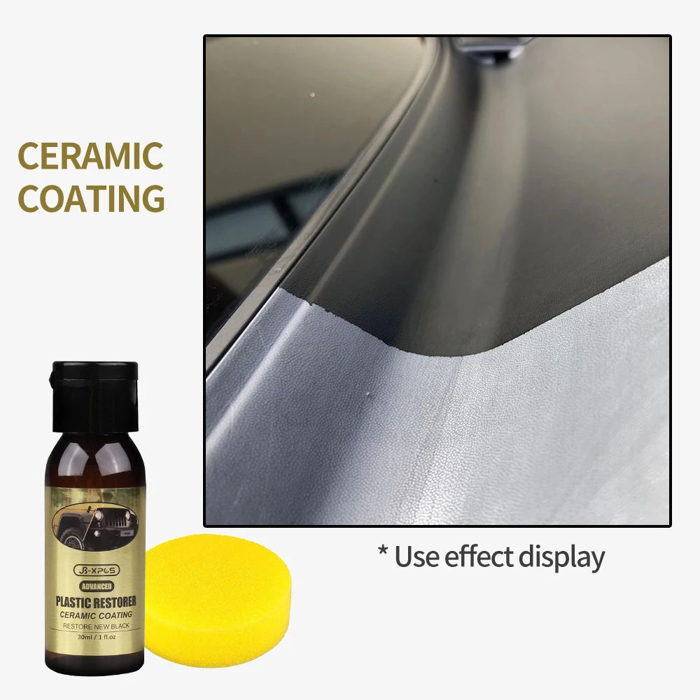 HGKJ Car Plastic Restorer with Ceramic Coating - 2-3 Years Protection for Plastic Trim & Rubber, Restores Black Shine, Prevents Whitening