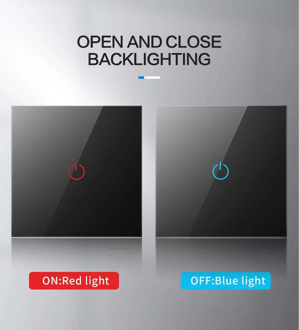 BONDA Smart Switch Alexa RF433 No Neutral Tuya Control Works With Google 1/2/3 Gang Smart Life Home Light WiFi Touch Switches