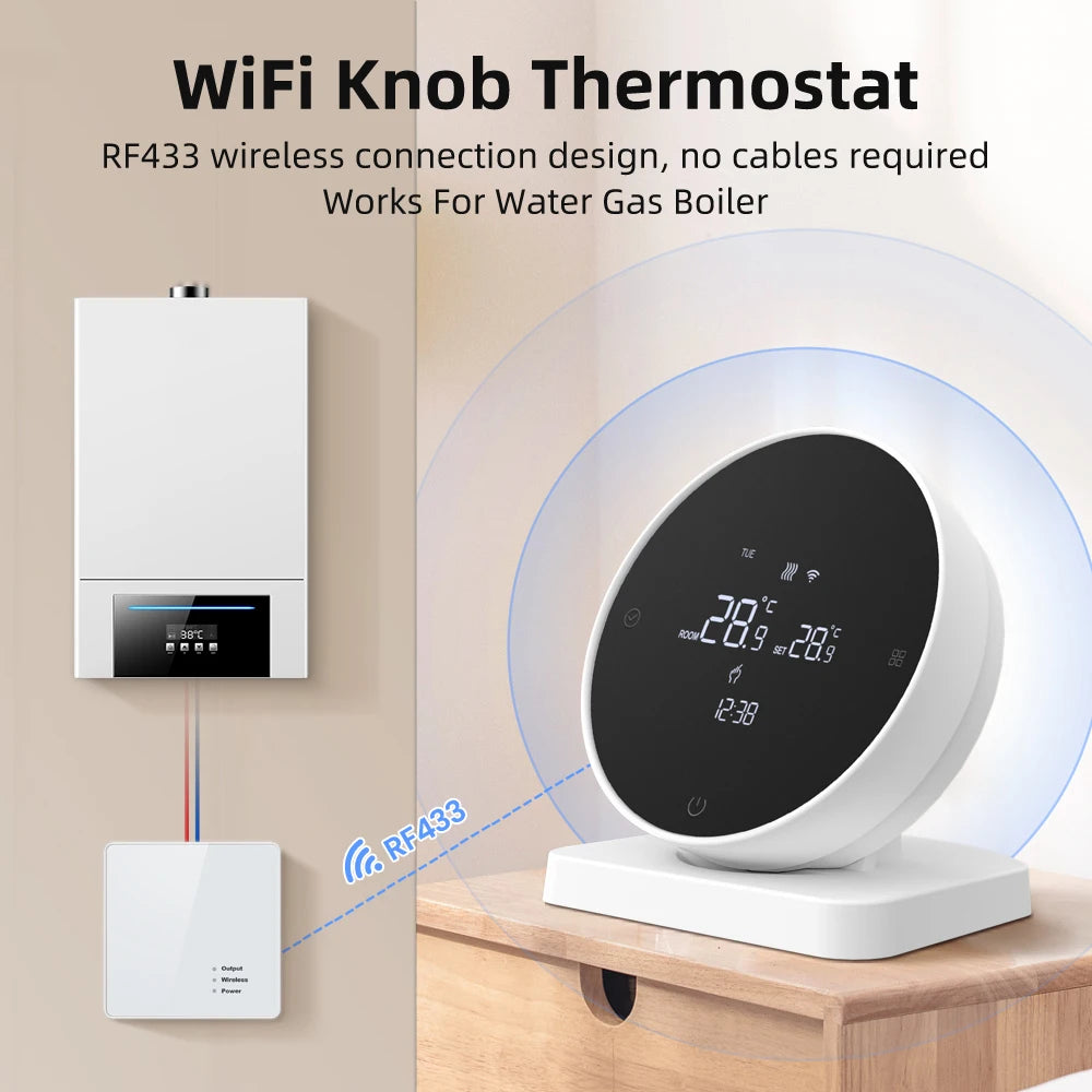 AVATTO Tuya WiFi Smart Thermostat，RF Wireless Receiver Temperature Controller ，For Water Gas Boiler Support Alexa Google Home