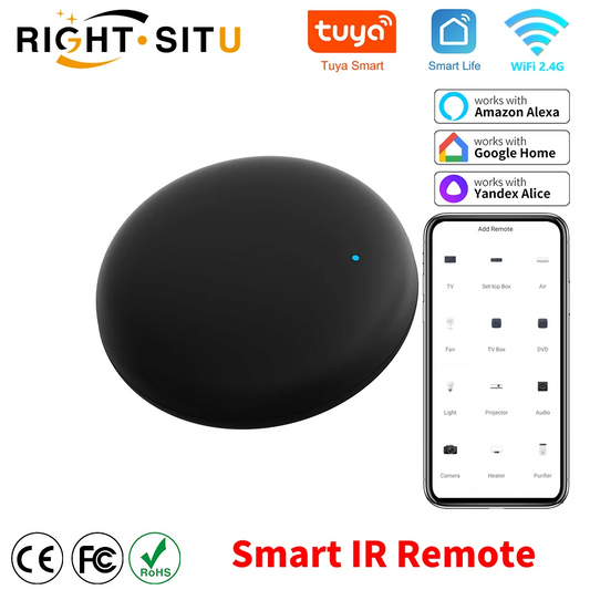 Tuya WiFi Smart IR Remote Control - Universal Remote for TV, AC, DVD, and Audio, Compatible with Alexa, Google Home, Smart Life App