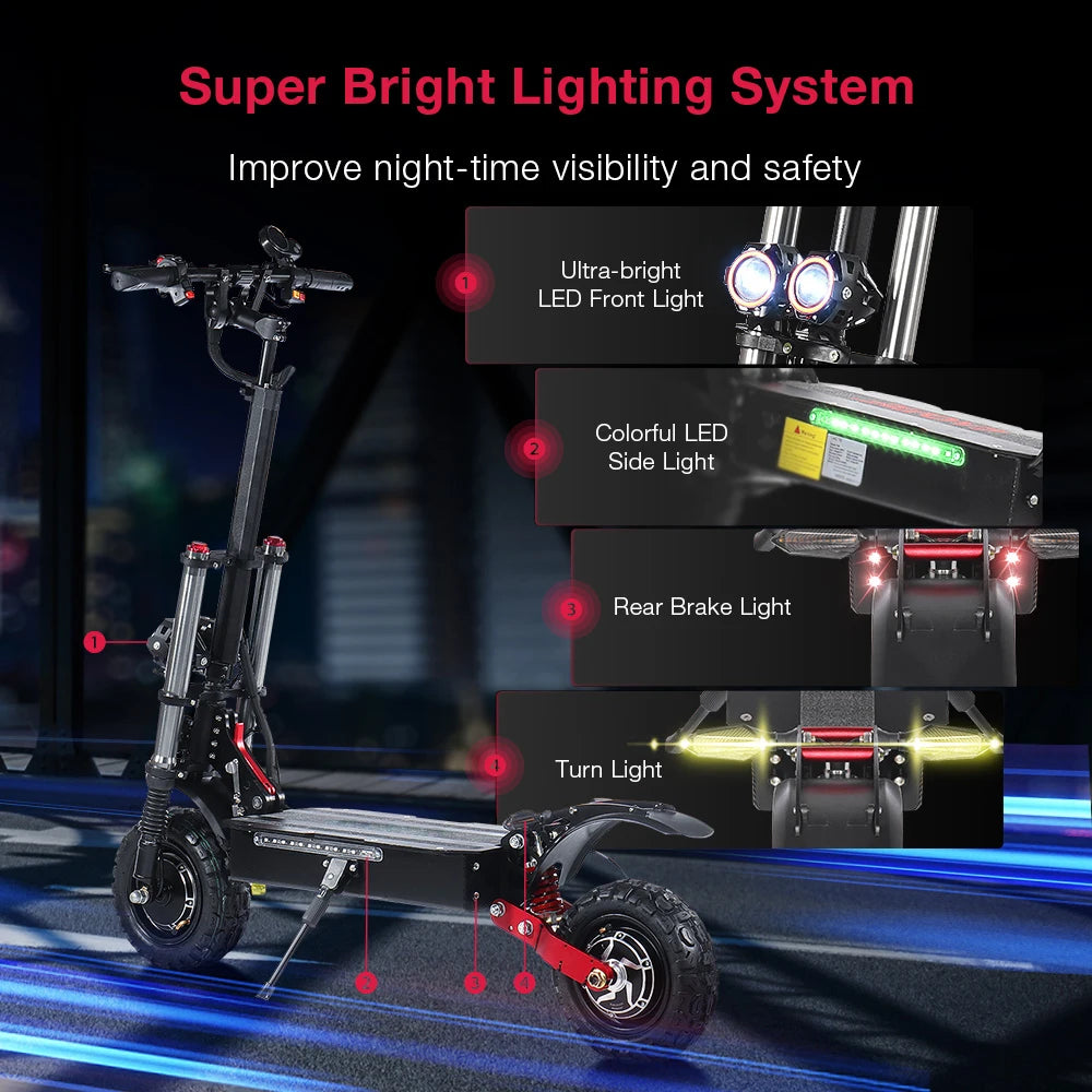 S3 Off-Road Electric Scooter for Adults - 6000W Dual Motor, 60V Battery, 120KM Range, 400kg Max Load with Hydraulic Brakes