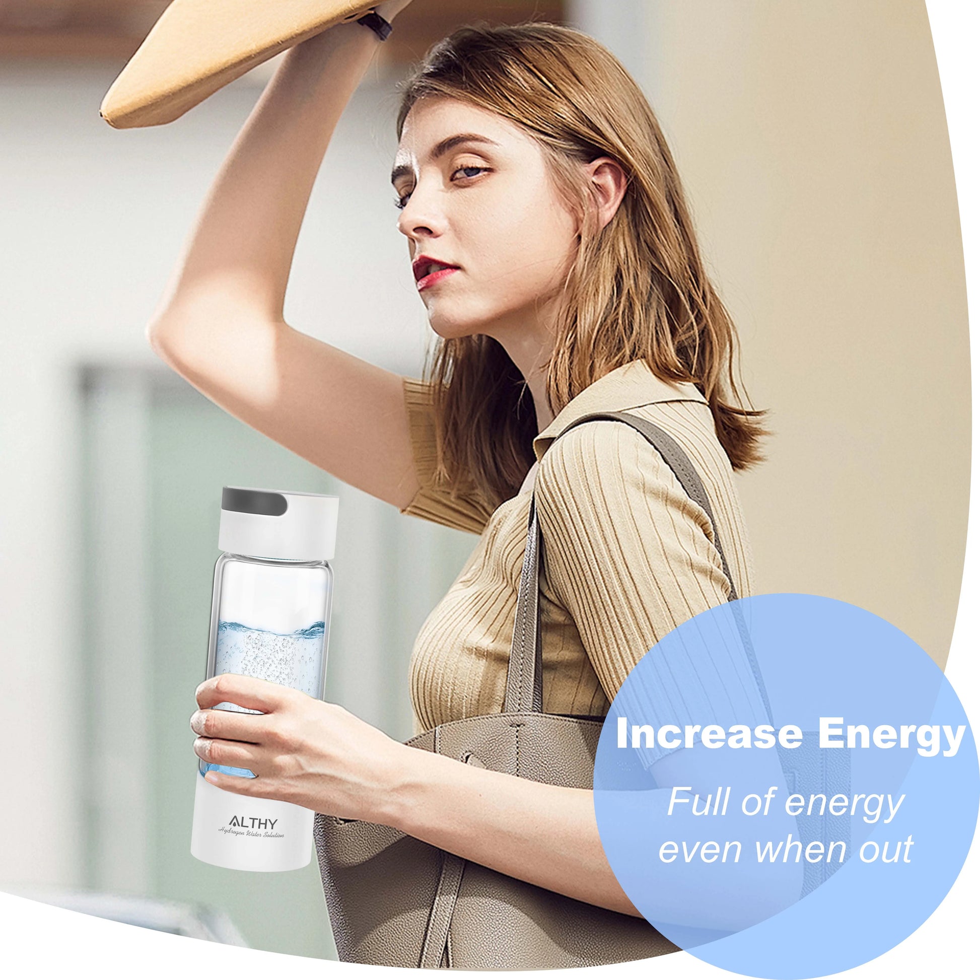 ALTHY Hydrogen Rich Water Generator Bottle - Glass Cupbody - DuPont SPE & PEM Dual Chamber Maker Ionizer - H2 Inhalation Device
