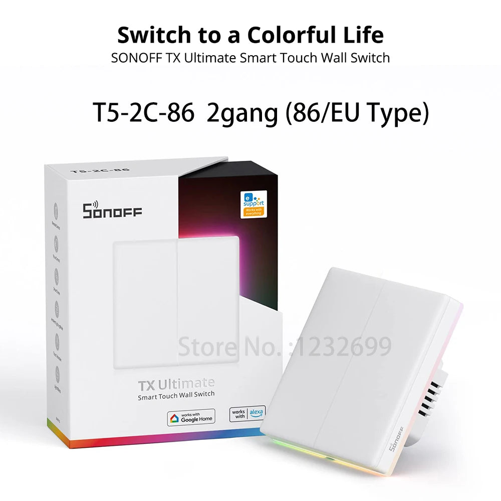 SONOFF T5 Smart WiFi Touch Wall Switch Timer Scene with LED Light eWeLink APP Automation Remote Control Alexa Google Home Alice