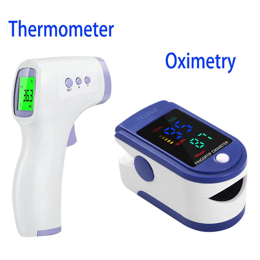 Alextrasza Non-Contact IR Thermometer & Fingertip Oximeter – Fast, Portable Medical Equipment for SpO2 & PR Monitoring