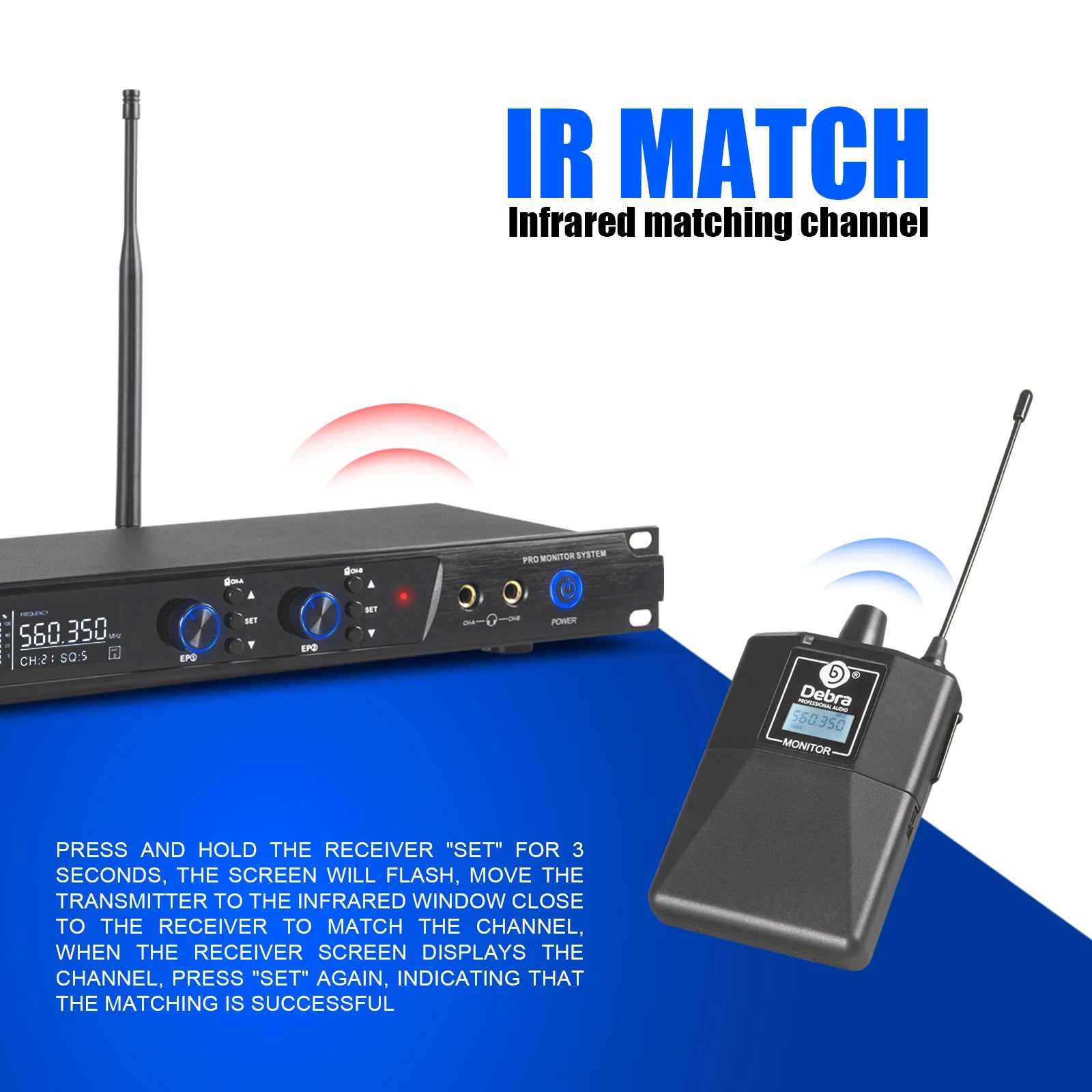 Debra ER-202 Stage Audio UHF Wireless In Ear Monitor System With Multiple Transmitter For Stage Performance Singer