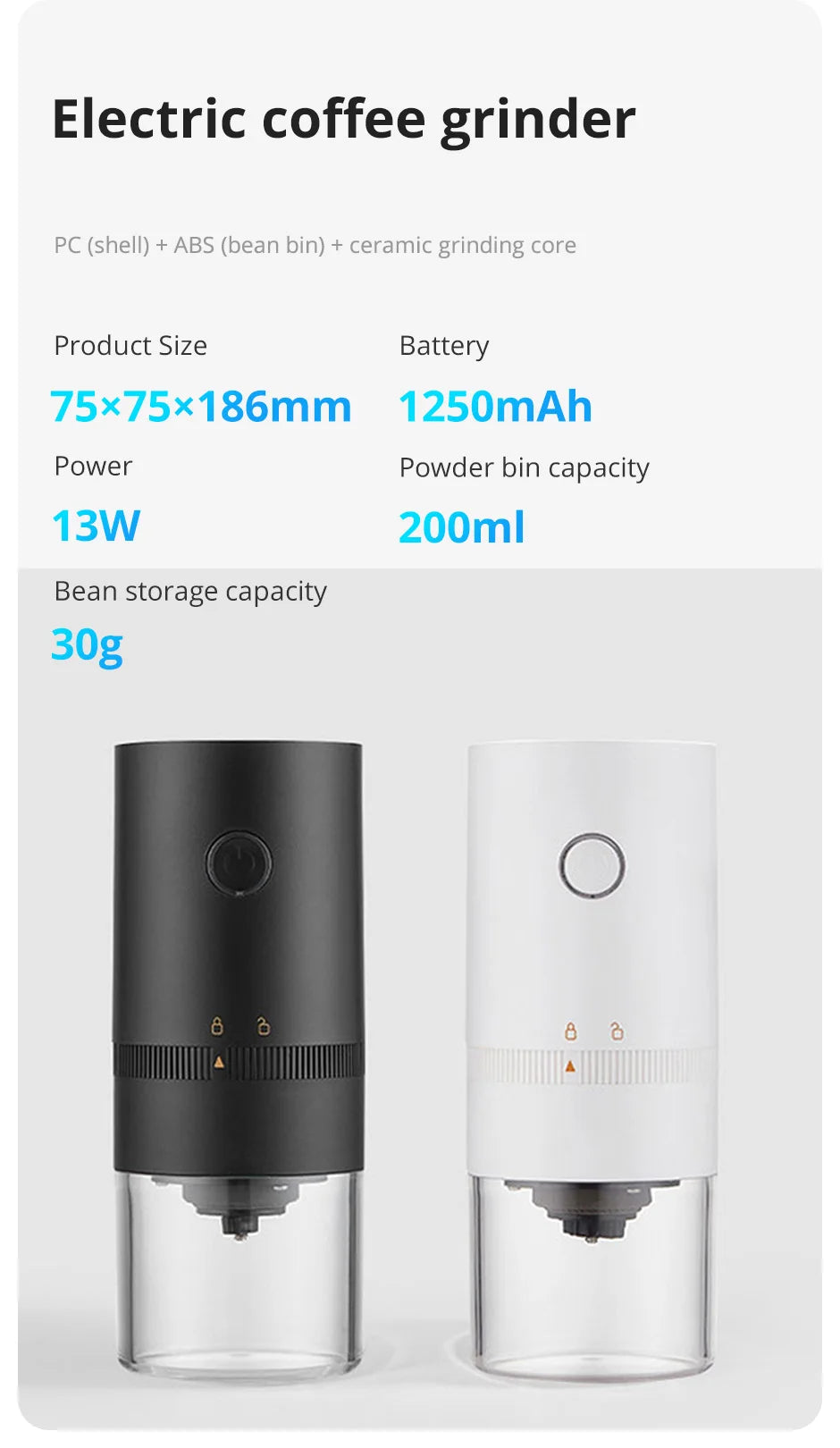 Coffee Grinder TYPE C USB Charge Professional Ceramic Grinding Core Coffee Beans Mill Grinder New Upgrade Portable Electric
