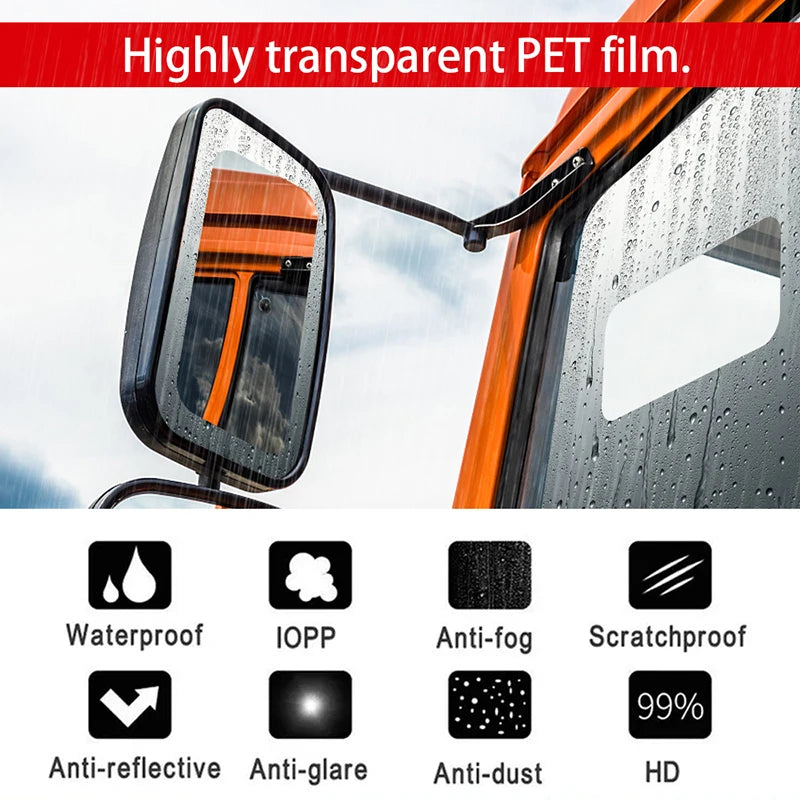 Rainproof Rearview Mirror Film - Anti-Fog, Waterproof Window Stickers for Car and Truck Glass - Safe Driving in Rain