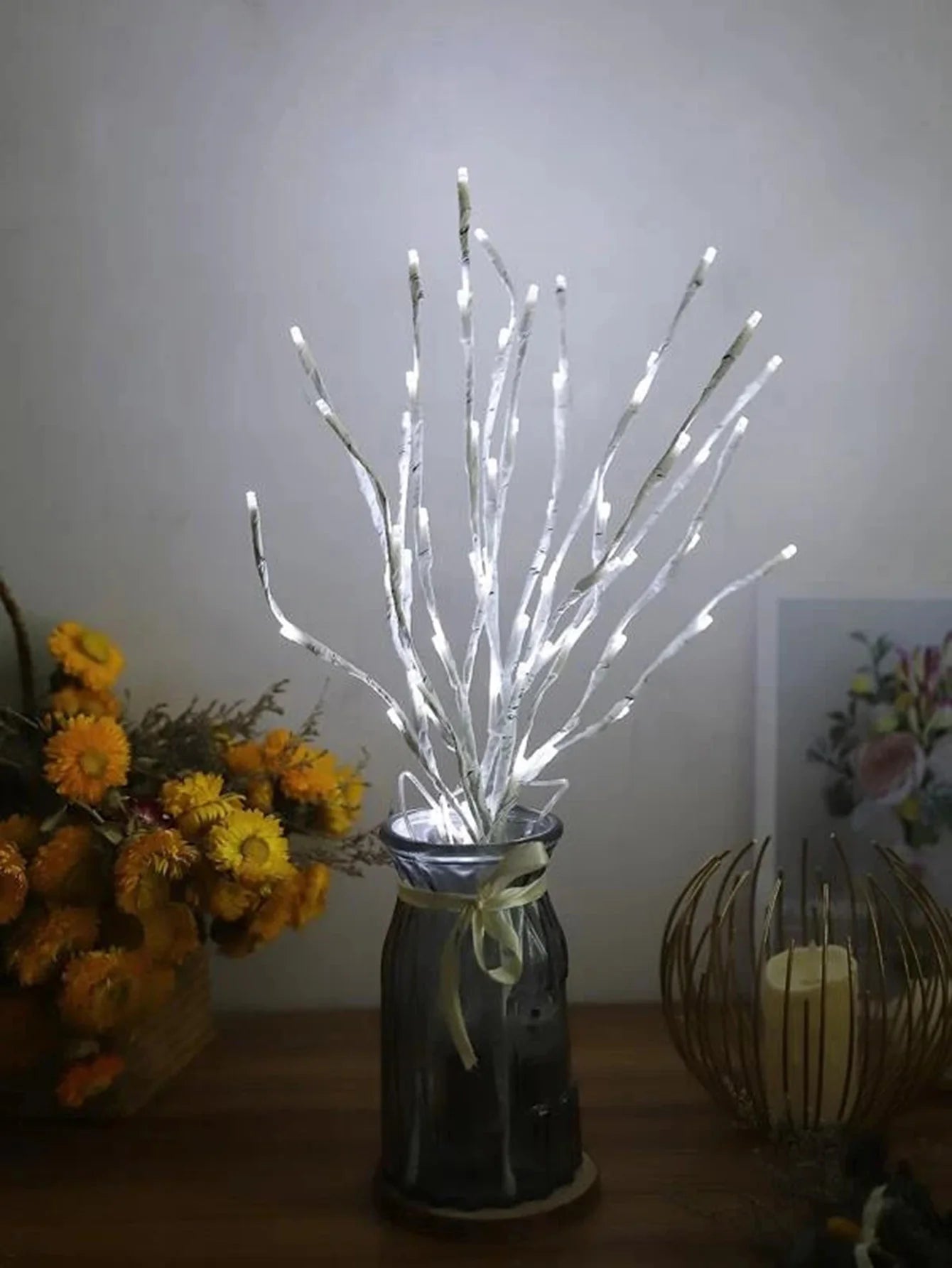 1PC LED White Birch Twig Light - Battery Operated Festive Lights for Christmas 2024, Party, Wedding, and Outdoor Decoration