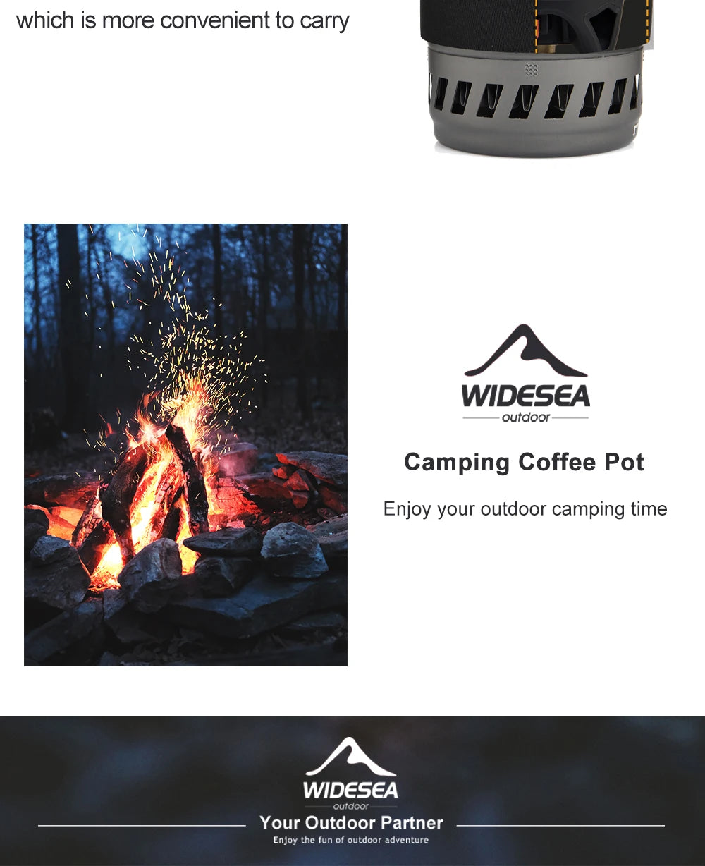 Widesea Portable Camping Cooking System with Heat Exchanger - Outdoor Gas Stove Burner, Coffee Pot, Cup, and Cookware Set