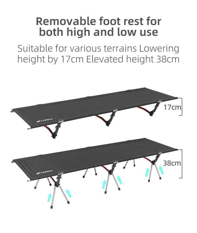 TARKA Lightweight Collapsible Camping Cot - Portable Foldable Sleeping Bed for Backpacking, Hiking, and Outdoor Single Use